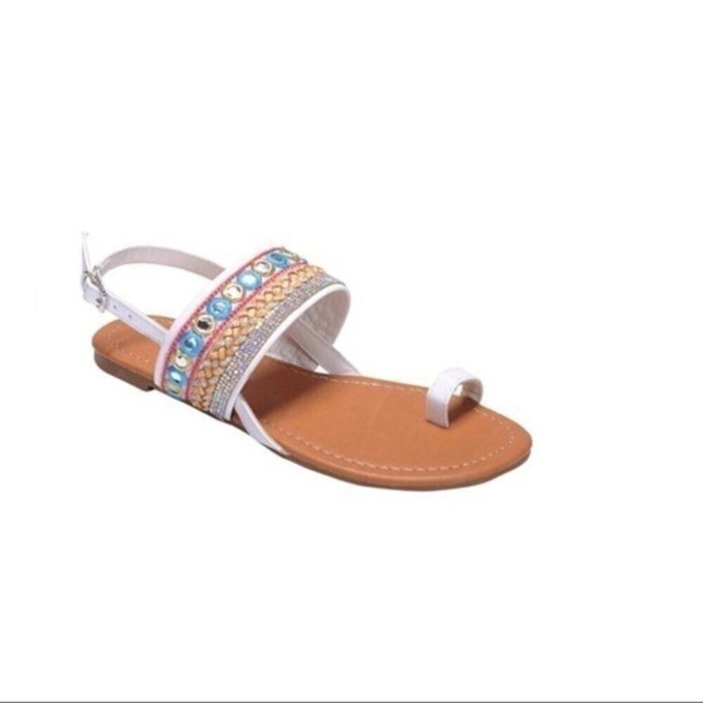SIZE 10 Sling Back Toe Ring Boho Flats
